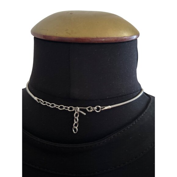 Monet Green Oval Stone (Glass?) Earrings & Necklace Set In Silver Tone - Picture 5 of 7